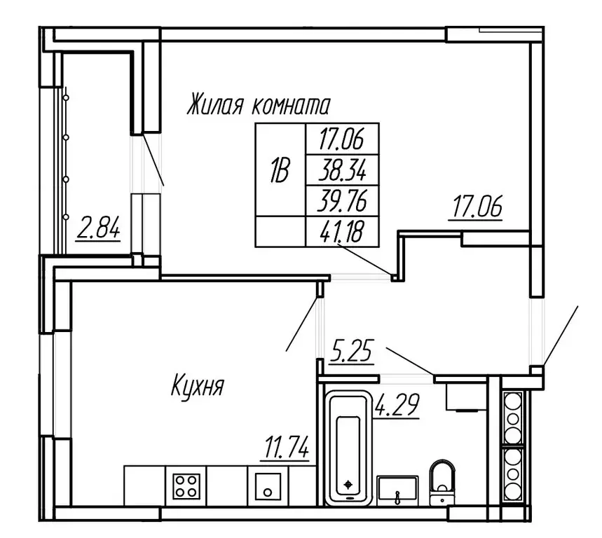 1-комнатная квартира: Йошкар-Ола, ЖК Два Капитана (39.76 м) - Фото 1