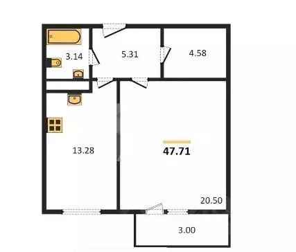 1-к кв. татарстан, казань чистопольская ул, 88 (46.0 м) - Фото 1