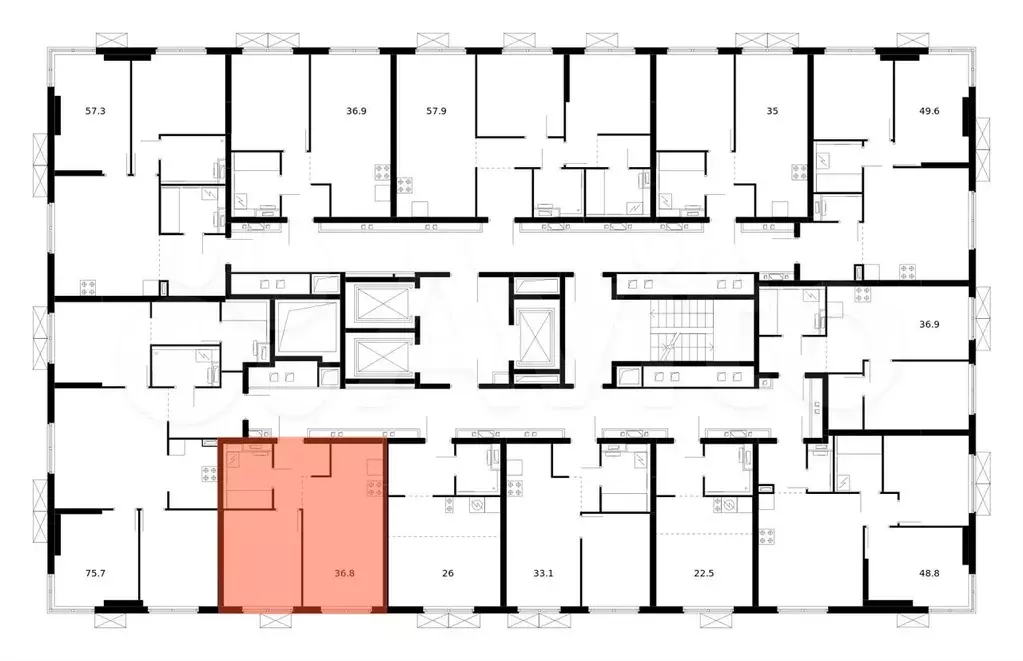 1-к. квартира, 36,8 м, 24/24 эт. - Фото 1