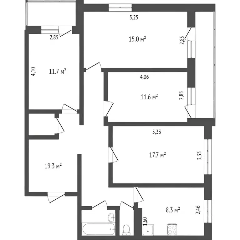 4-к кв. Татарстан, Набережные Челны ул. Пушкина, 6 (94.7 м) - Фото 2