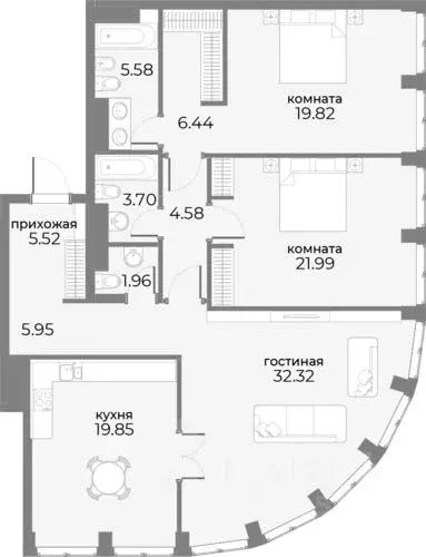 3-к кв. Москва ул. Красная Пресня, 3 (130.7 м) - Фото 0