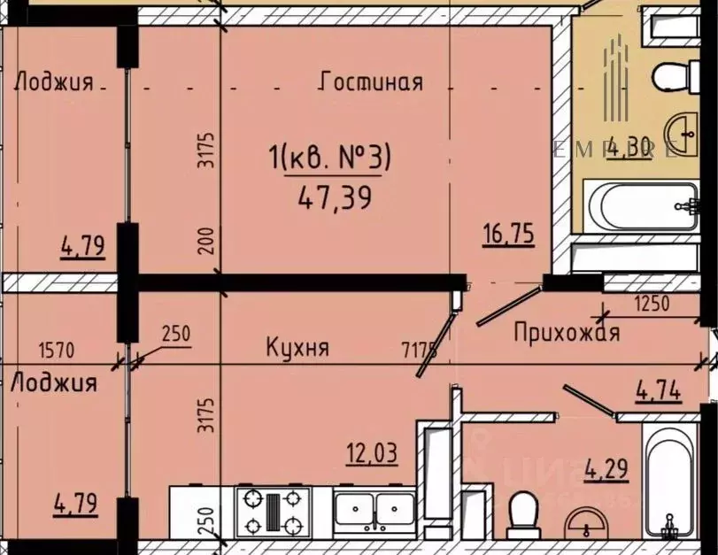 1-к кв. Чеченская республика, Грозный просп. В.В. Путина, 1Б (48.3 м) - Фото 0