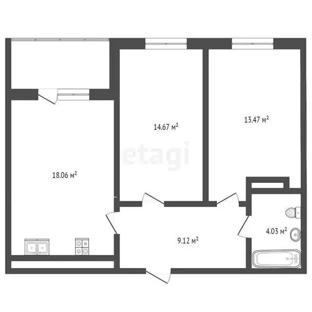 2-комнатная квартира: Тобольск, микрорайон Центральный, 28 (59.9 м) - Фото 0