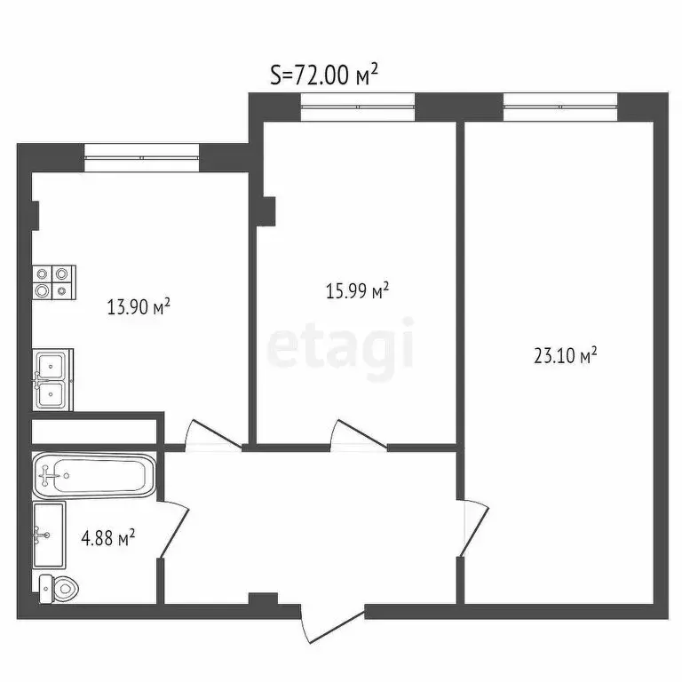 2-комнатная квартира: Нальчик, улица Героя России Т.М. Тамазова, 3 ... - Фото 1