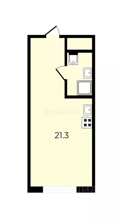 Студия Санкт-Петербург Заозерная ул., 3к3 (23.46 м) - Фото 2