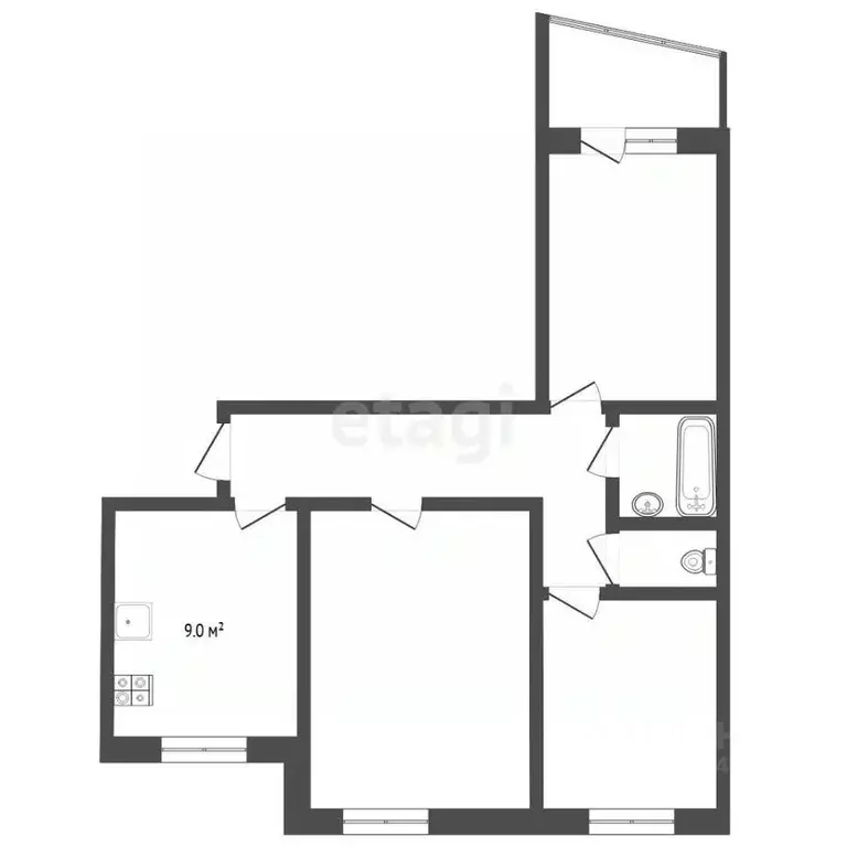 3-к кв. Тюменская область, Тюмень ул. Елизарова, 49 (69.5 м) - Фото 2