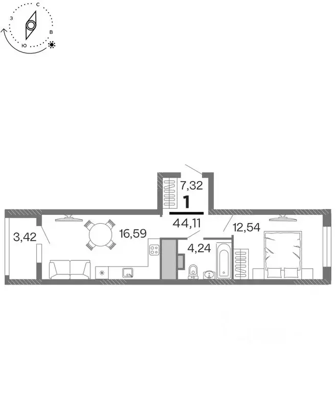1-к кв. Рязанская область, Рязань Бирюзова Парк жилой комплекс (44.11 ... - Фото 1