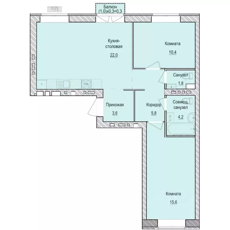 2-к кв. Удмуртия, Завьяловский район, с. Первомайский Санвилл жилой ... - Фото 1