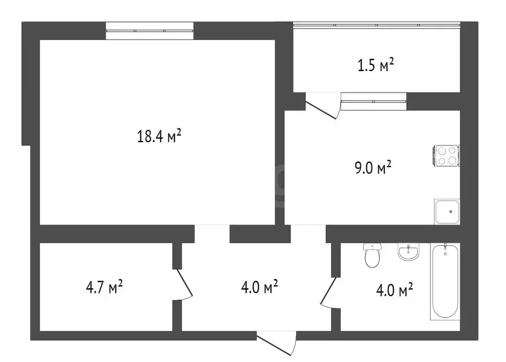 1-к кв. Калининградская область, Зеленоградск Солнечная ул., 17 (44.0 ... - Фото 2