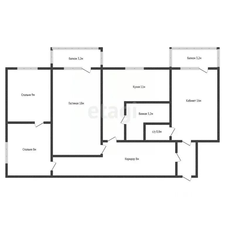 4-к кв. Краснодарский край, Новороссийск ул. Карла Маркса, 14 (73.0 м) - Фото 1