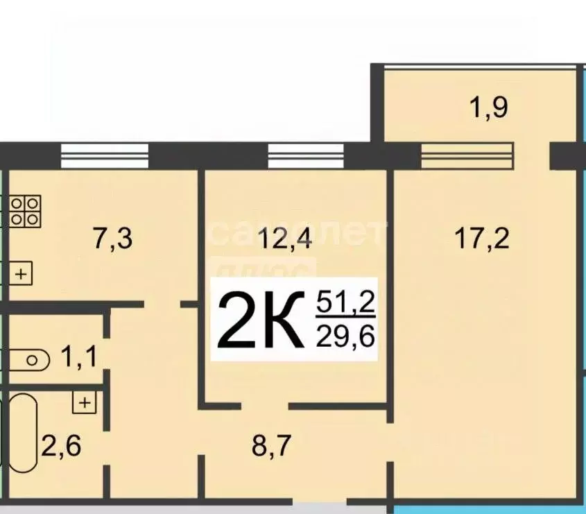 2-к кв. Нижегородская область, Нижний Новгород Казанское ш., 17к2 ... - Фото 2
