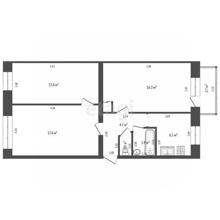 3-к кв. Забайкальский край, Чита ул. Чкалова, 44 (61.1 м) - Фото 2