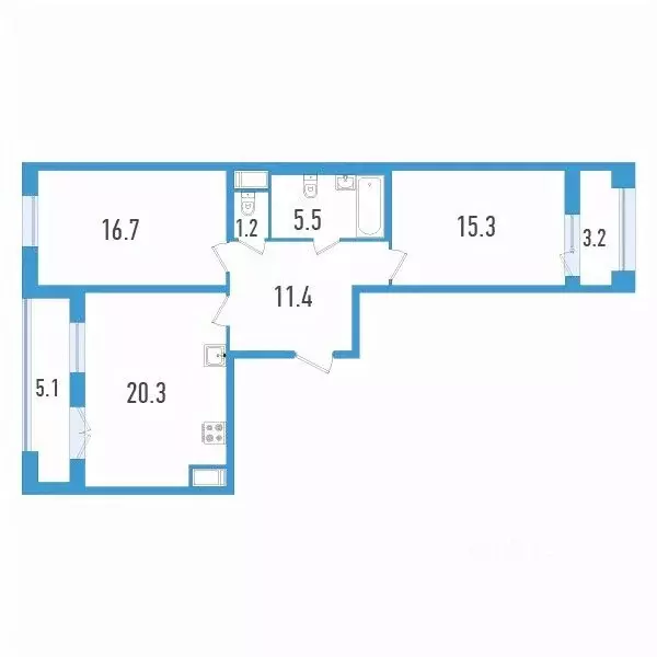 2-к кв. Санкт-Петербург ул. Типанова, 22 (74.6 м) - Фото 0