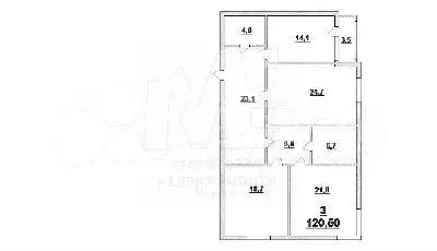 3-к. квартира, 120,5 м, 7/8 эт. - Фото 0