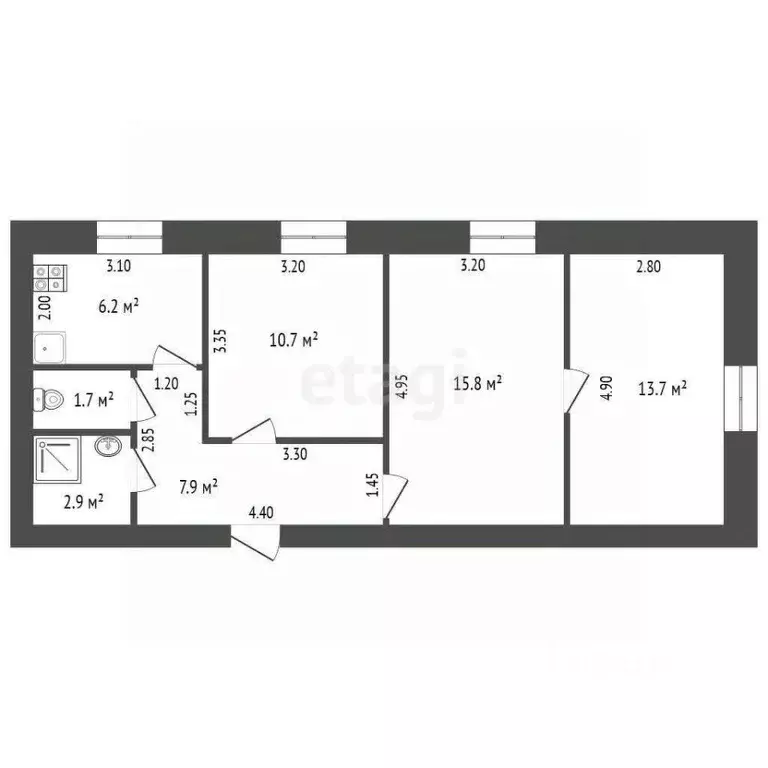 3-к кв. Кемеровская область, Анжеро-Судженск ул. Лазо, 23 (58.0 м) - Фото 2