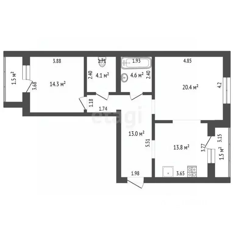 2-к кв. Самарская область, Отрадный ул. Орлова, 11 (74.0 м) - Фото 2