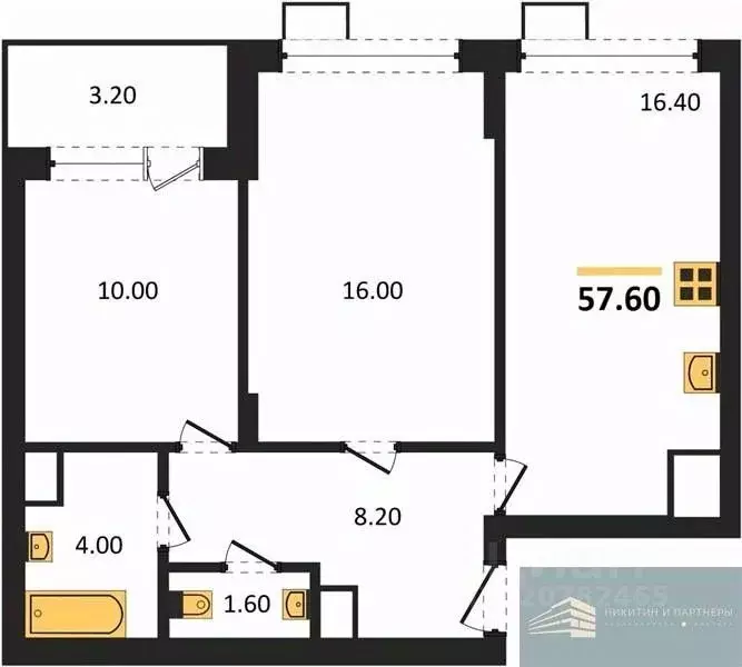 2-к кв. Воронежская область, Воронеж бул. Содружества, 6 (57.8 м) - Фото 1