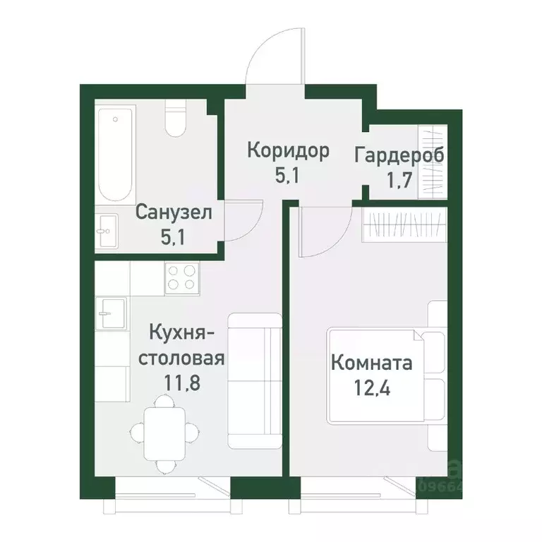 1-к кв. Челябинская область, Челябинский городской округ, пос. ... - Фото 1