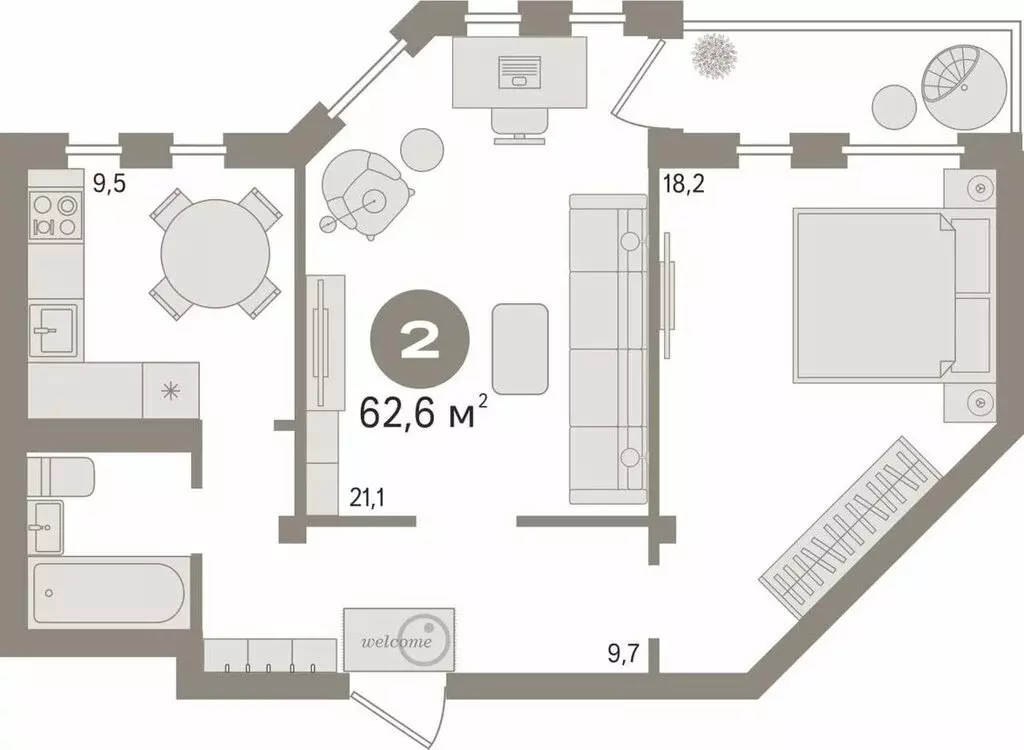 2-комнатная квартира: Екатеринбург, микрорайон Карасьеозёрский-2, ... - Фото 2