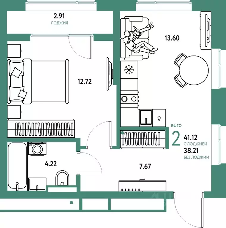 2-к кв. Московская область, Мытищи Страна.Парковая жилой комплекс ... - Фото 1