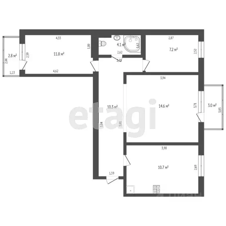 3-к кв. Ростовская область, Батайск ул. Кирова, 30 (63.0 м) - Фото 1
