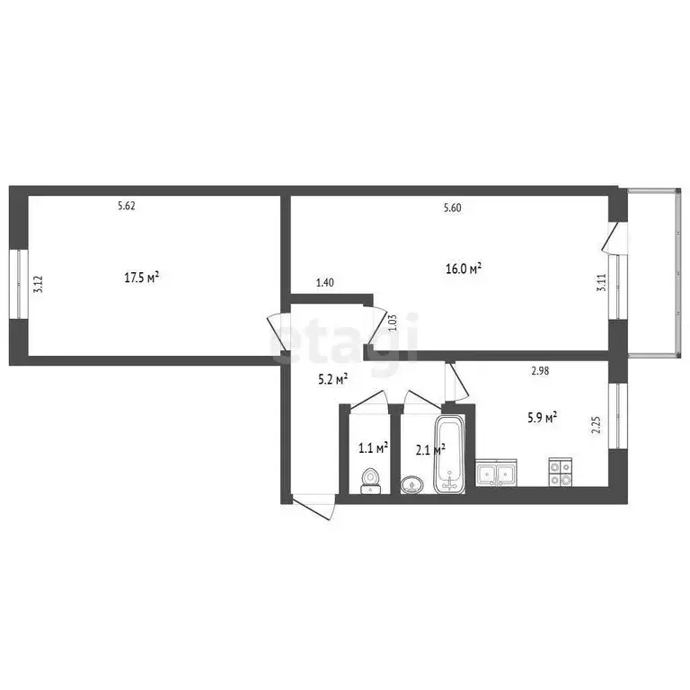 2-комнатная квартира: Междуреченск, улица Лазо, 39 (47.8 м) - Фото 0