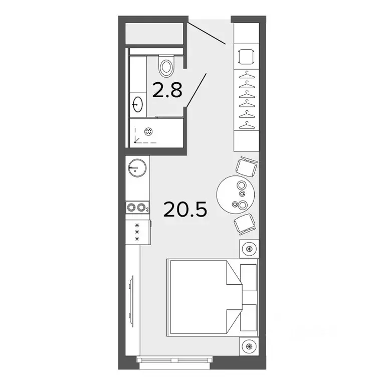 Студия Санкт-Петербург Заозерная ул., 3к3 (22.9 м) - Фото 0