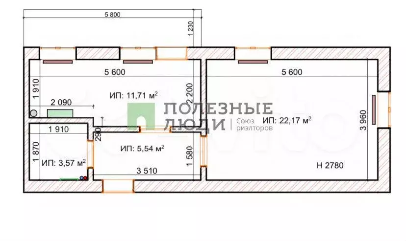 1-к. квартира, 42 м, 2/5 эт. - Фото 0