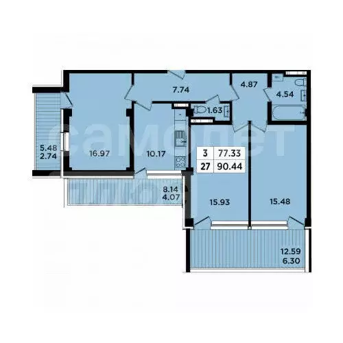 3-комнатная квартира: Гурзуф, улица Геологов, 7 (90.44 м) - Фото 1