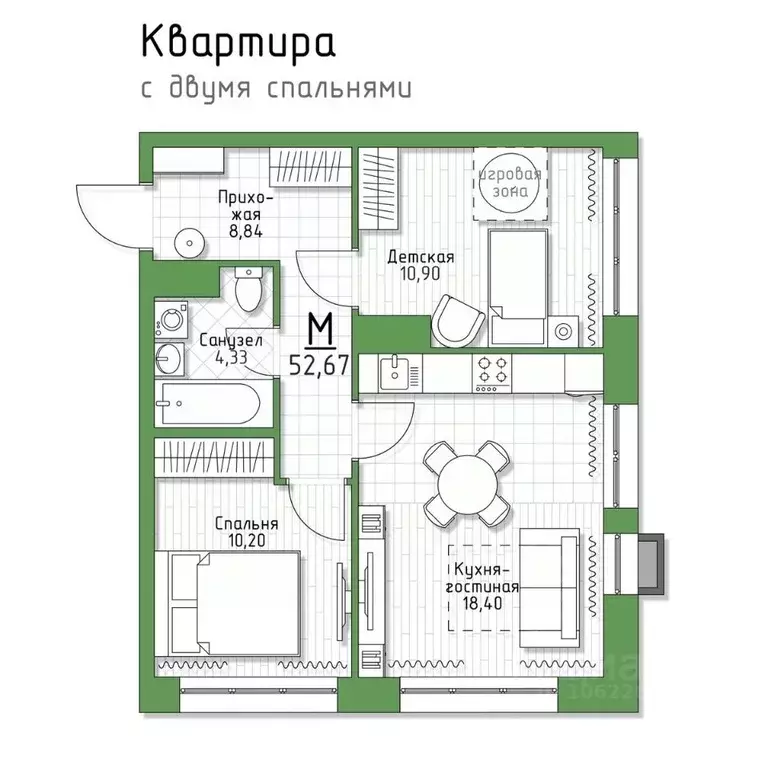 2-к кв. Тульская область, Тула городской округ, пос. Молодежный 5 ... - Фото 0