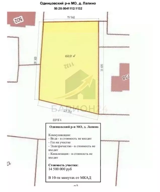 Участок в Московская область, Одинцовский городской округ, д. Лапино ... - Фото 0