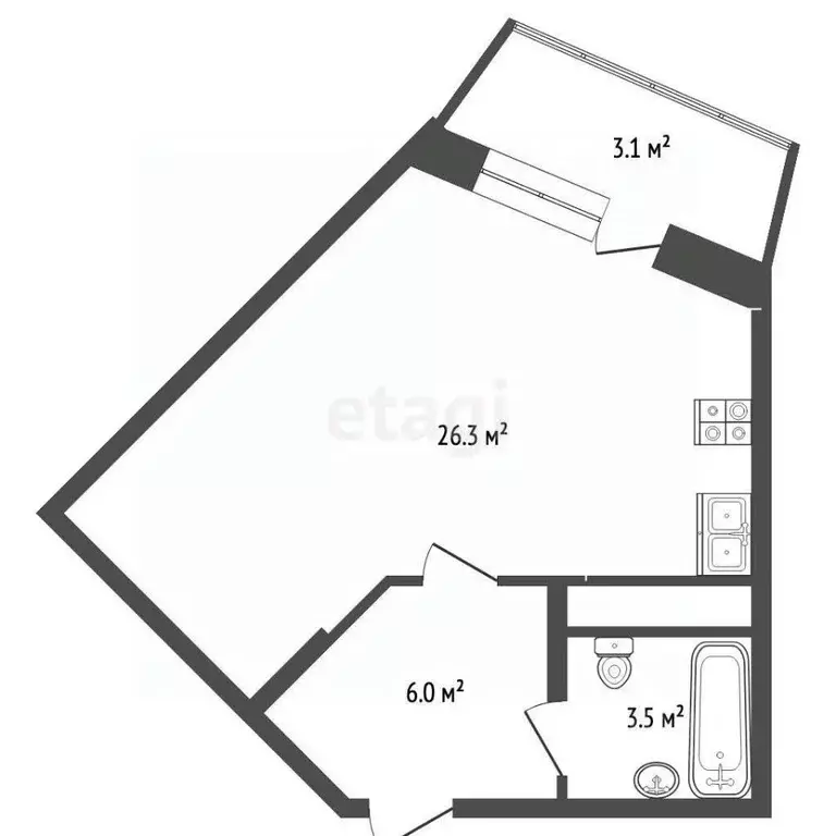Студия Московская область, Дмитров Имени В.Н. Махалина мкр, 37 (34.0 ... - Фото 2