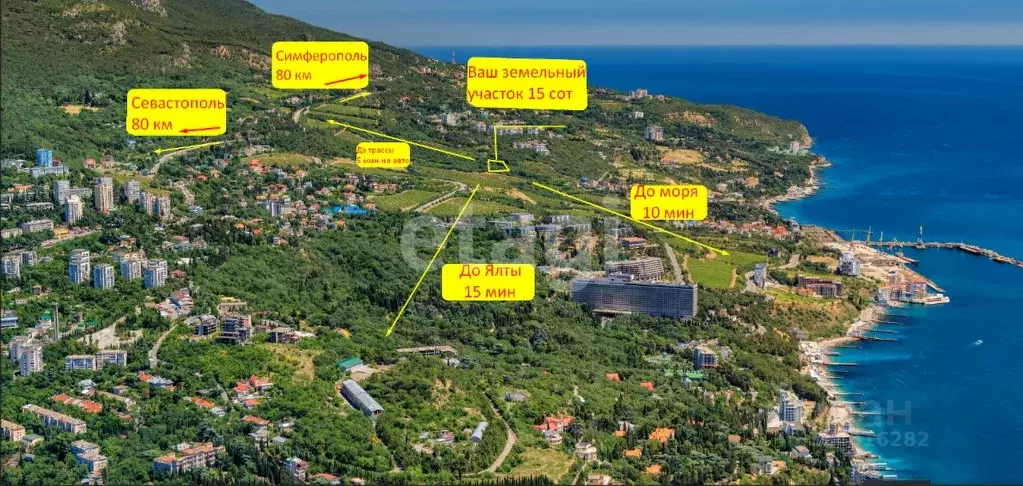 Участок в Крым, Ялта муниципальный округ, Отрадное пгт ул. Отрадная, ... - Фото 1