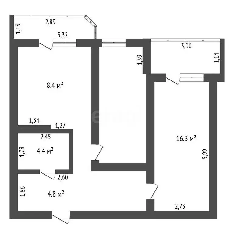 2-комнатная квартира: Чигири, улица Воронкова, 21 (58.5 м) - Фото 0