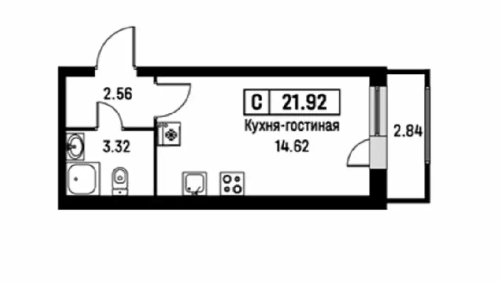 Квартира-студия: Мурино, Екатерининская улица, 19 (21.92 м) - Фото 0