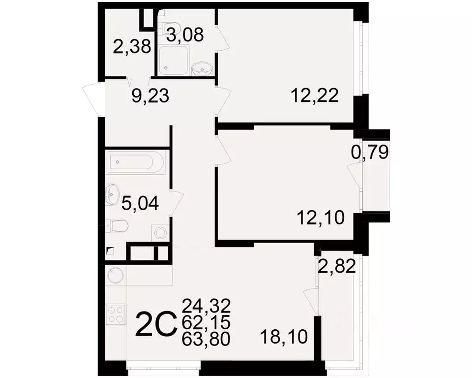 2-к кв. Рязанская область, Рязань Аура жилой комплекс (62.15 м) - Фото 1