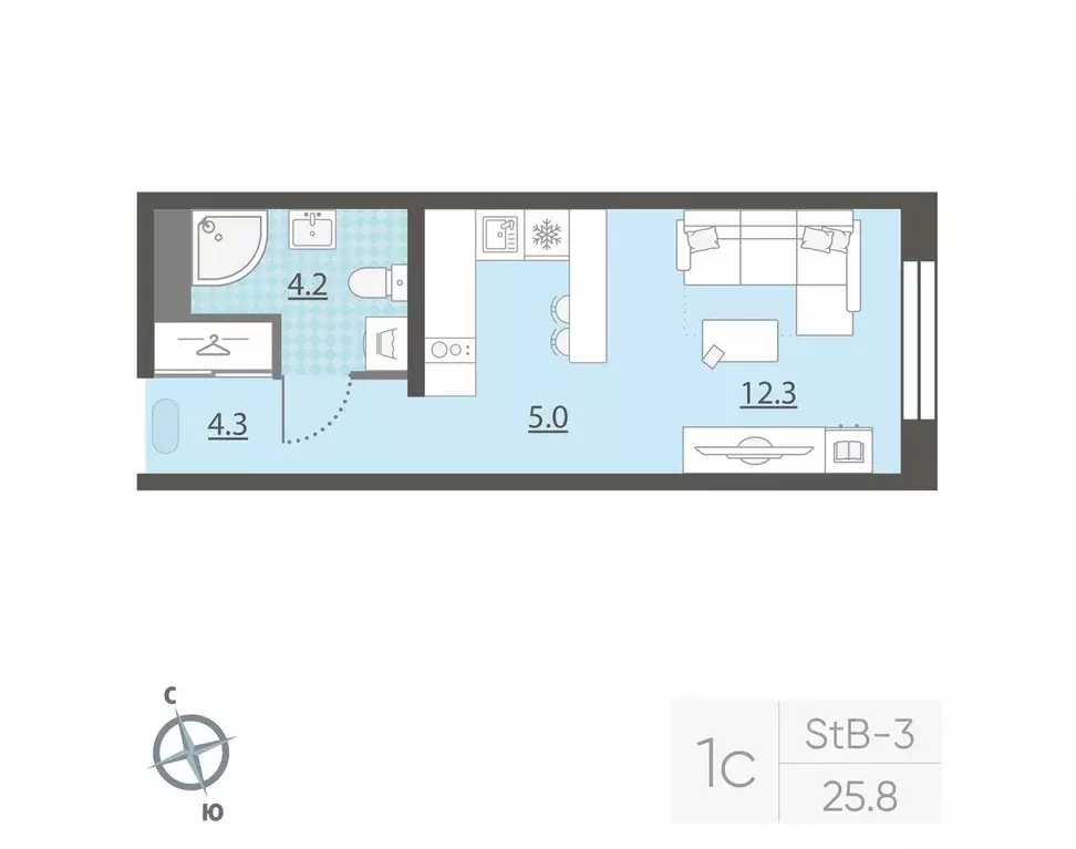 Студия Свердловская область, Екатеринбург Центральный жилрайон, Азина ... - Фото 2