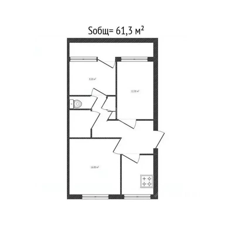 3-к кв. Брянская область, Клинцы Союзная ул., 100 (61.3 м) - Фото 1