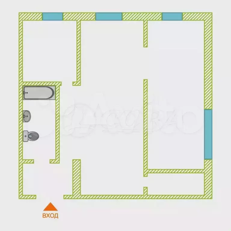 2-к. квартира, 52 м, 2/2 эт. - Фото 0