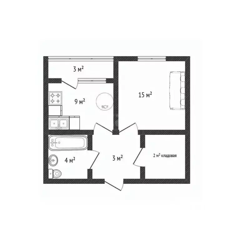 1-к кв. Краснодарский край, Краснодар Тепличная ул., 96 (33.9 м) - Фото 2