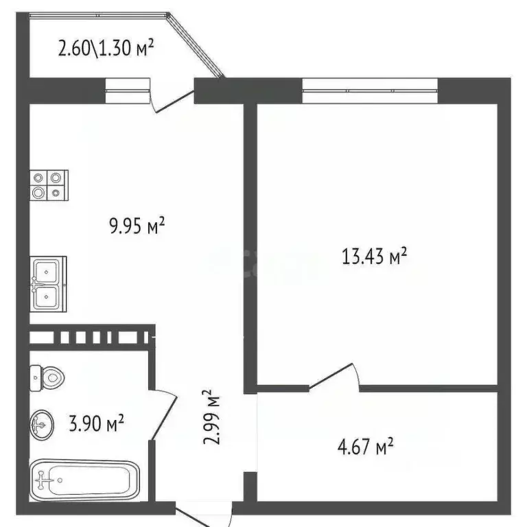 1-к кв. Оренбургская область, Оренбург Загородное ш., 14 (39.3 м) - Фото 2
