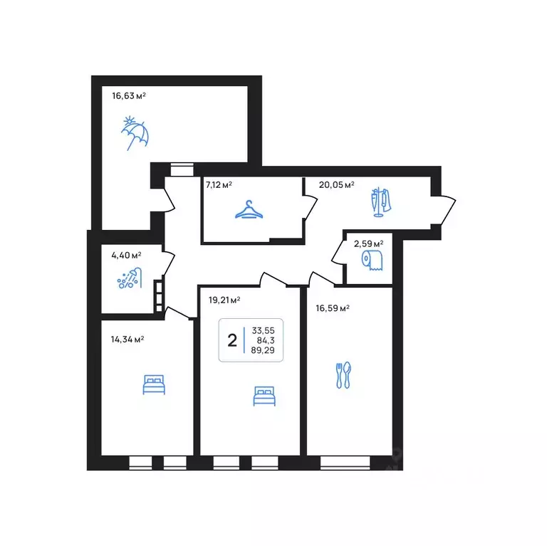 2-к кв. Липецкая область, Липецк Авторский жилрайон,  (89.29 м) - Фото 1