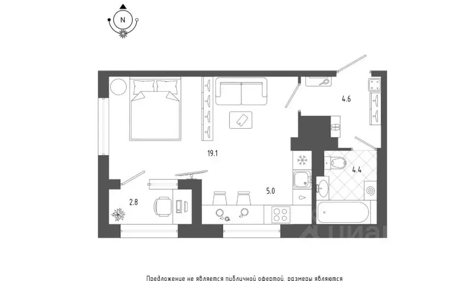 1-к кв. Санкт-Петербург бул. Измайловский, 9 (34.4 м) - Фото 1