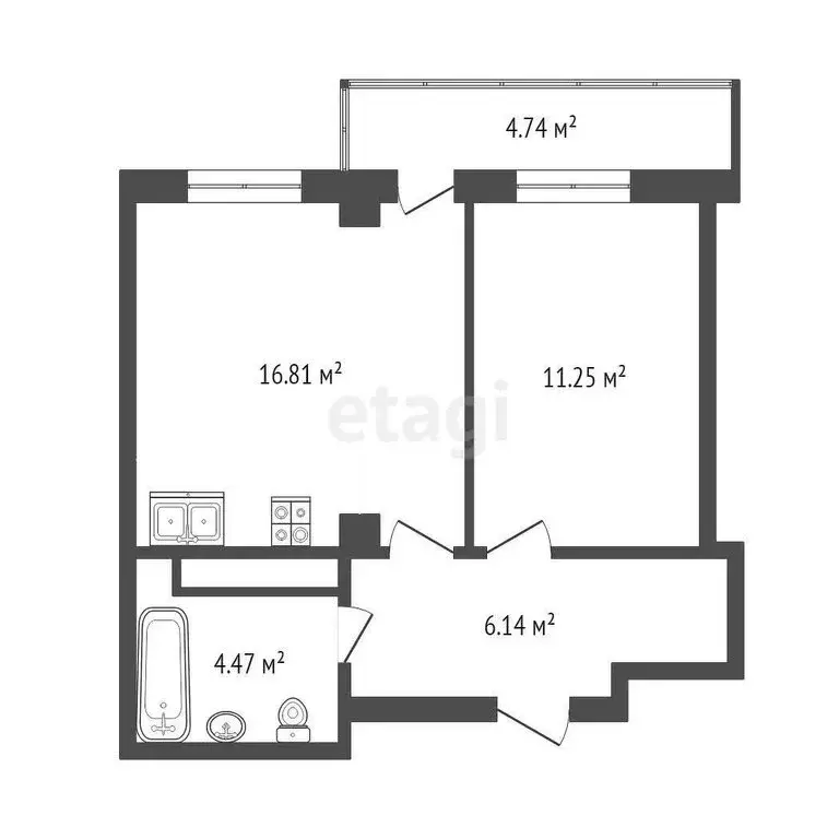 1-комнатная квартира: Тюмень, улица Валентины Трофимовой, 8 (39 м) - Фото 0