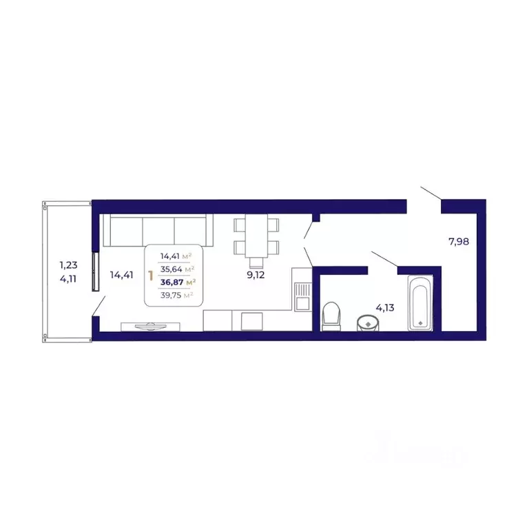 1-к кв. Башкортостан, Уфа Затон-Восточный жилрайон, Паруса жилой ... - Фото 1