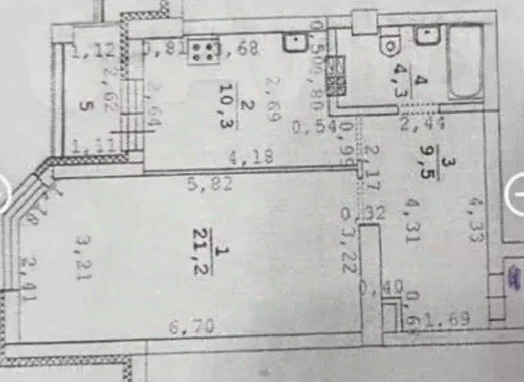 Квартира, 1 комната, 44.7 м - Фото 1