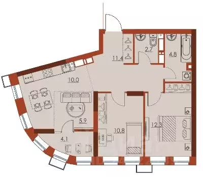 3-к кв. Нижегородская область, Нижний Новгород Ленгородок мкр, Первый ... - Фото 0