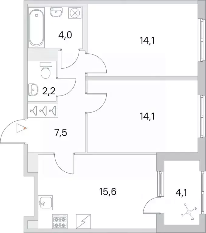 2-к кв. Санкт-Петербург пос. Шушары, ЮгТаун жилой комплекс (59.55 м) - Фото 0