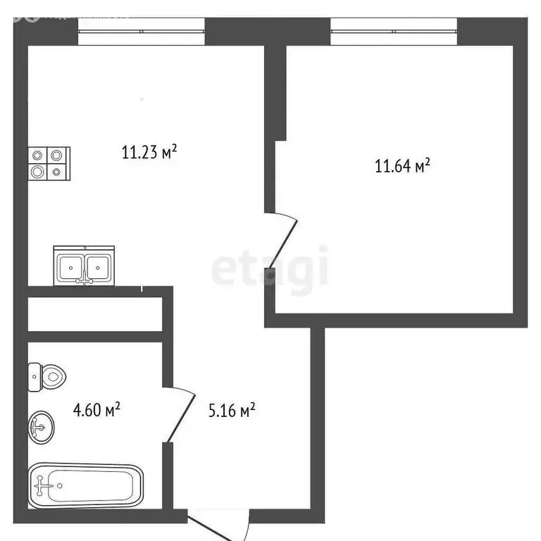 1-комнатная квартира: Тюмень, Алматинская улица, 6 (32.63 м) - Фото 0