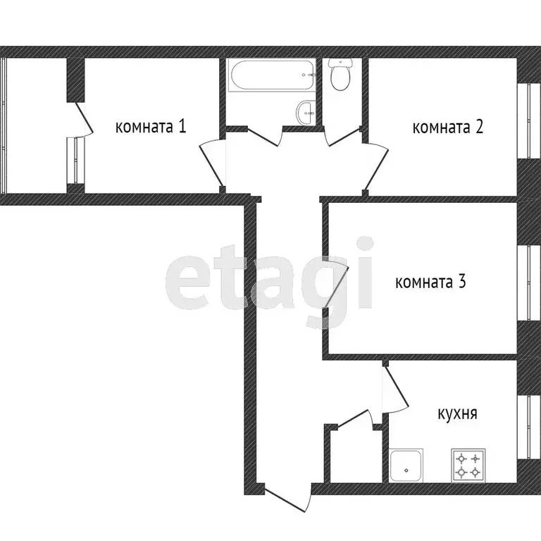 3-комнатная квартира: Златоуст, квартал имени А.М. Матросова, 6 (68.6 ... - Фото 1